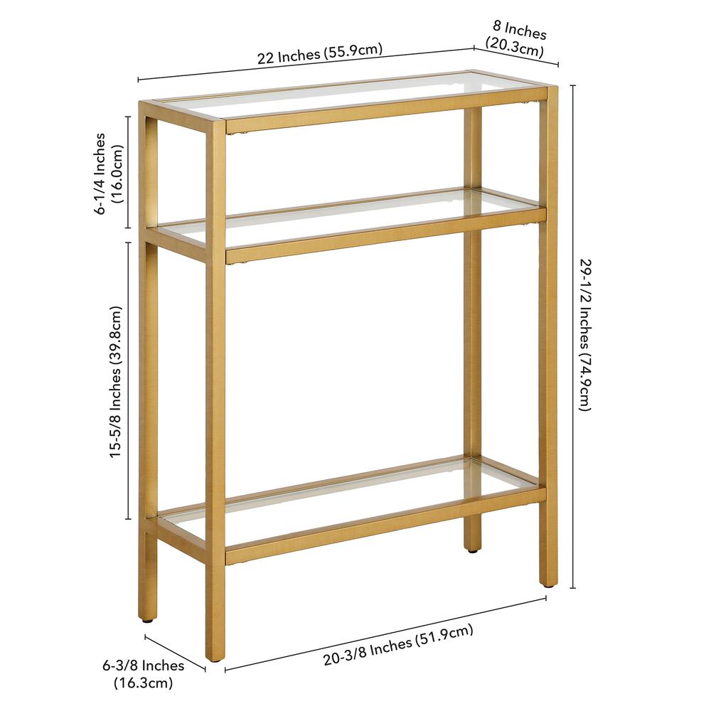 Sivil 22'' Wide Rectangular Console Table in Brass. Picture 5