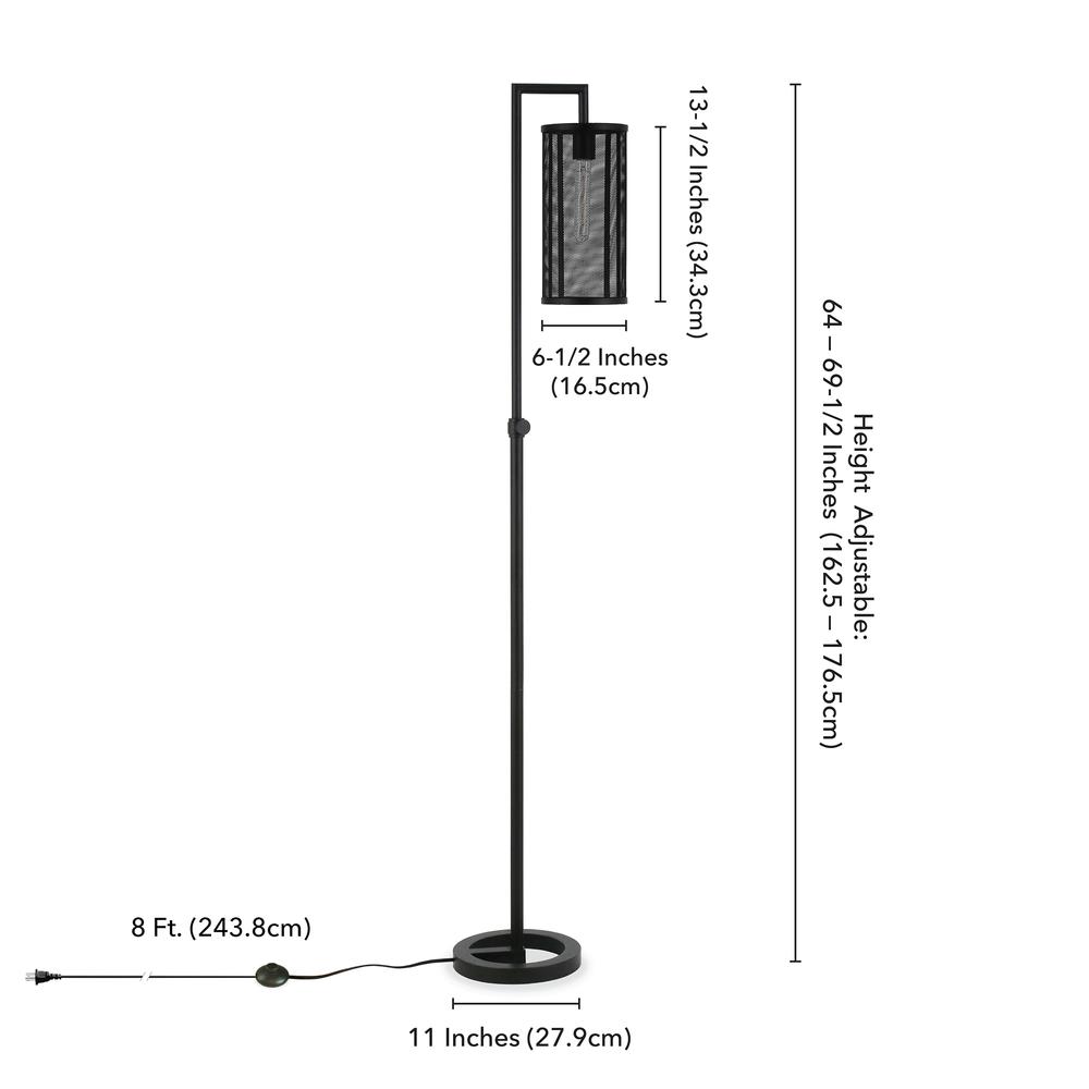 Parthen 69.5" Tall Floor Lamp with Metal Mesh Shade in Blackened Bronze/Blackened Bronze. Picture 4