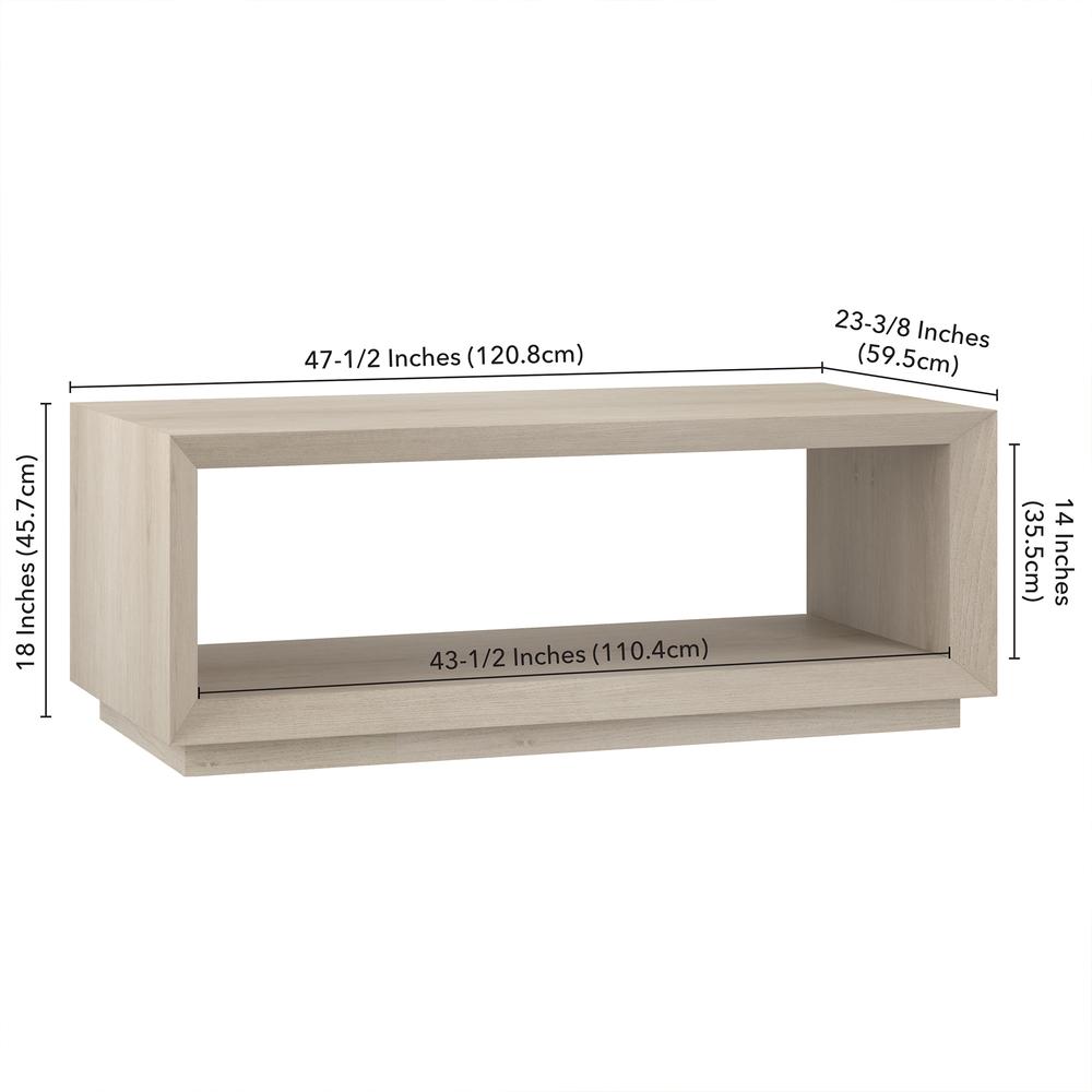 Tannen 48" Wide Rectangular Coffee Table in Alder White. Picture 5