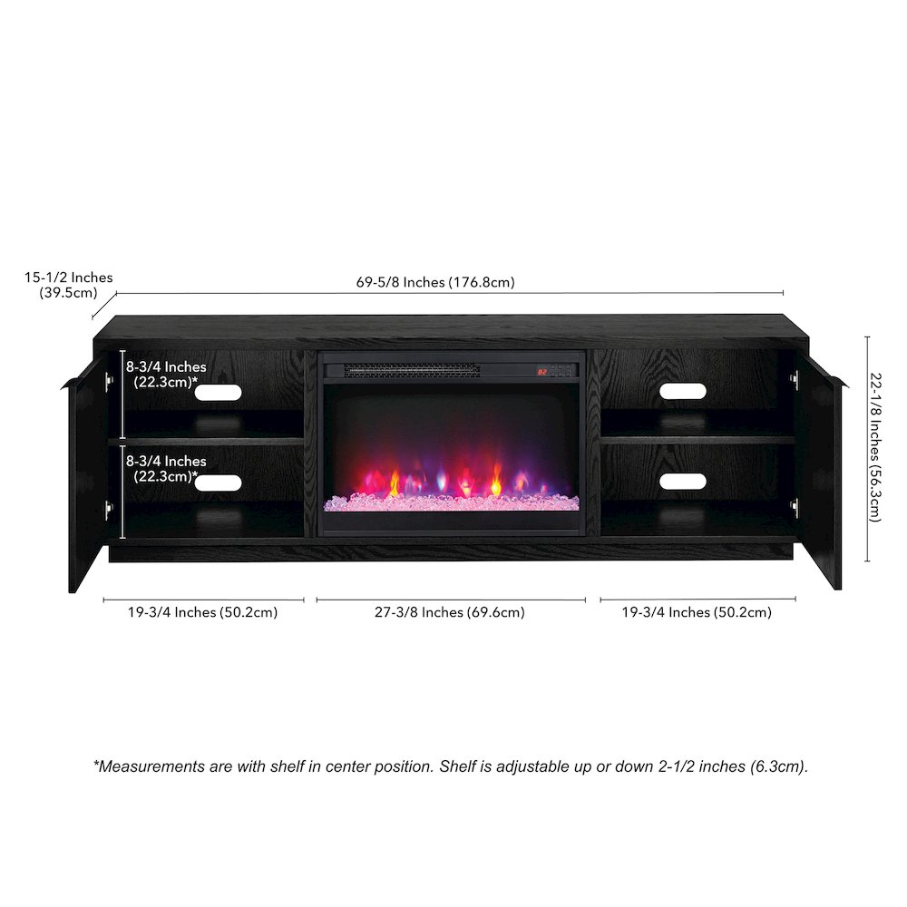 Rectangular TV Stand with 26" Crystal Fireplace for TV's up to 78". Picture 5