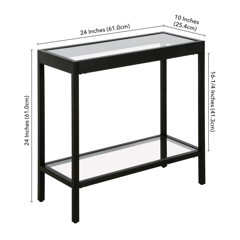 Alexis 24'' Wide Rectangular Side Table in Blackened Bronze. Picture 5