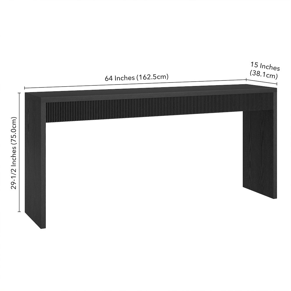 Lawrence 64" Wide Rectangular Console Table in Black Grain. Picture 3