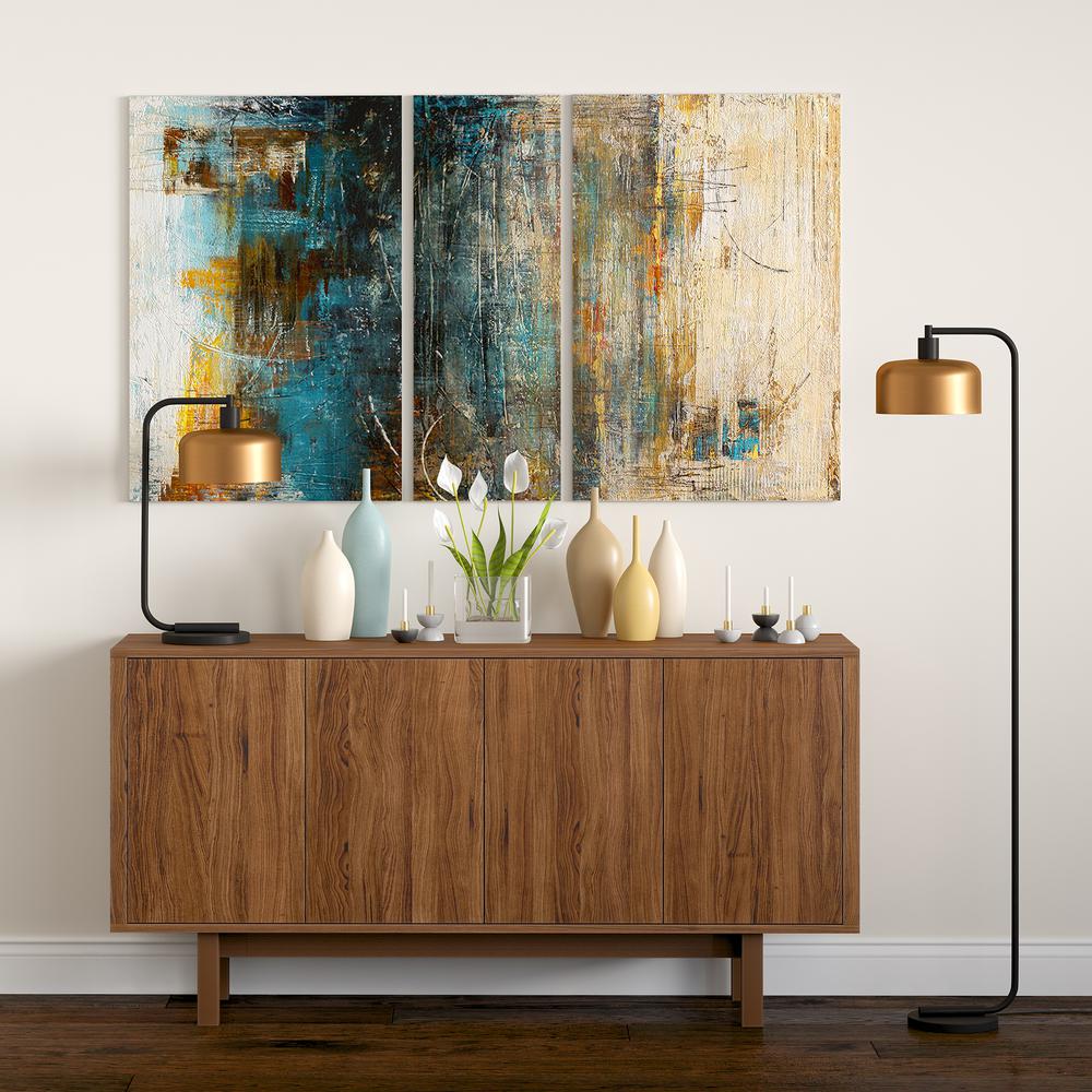 Cadmus 57" Tall Floor Lamp with Metal Shade in Blackened Bronze/Brass/Brass. Picture 3