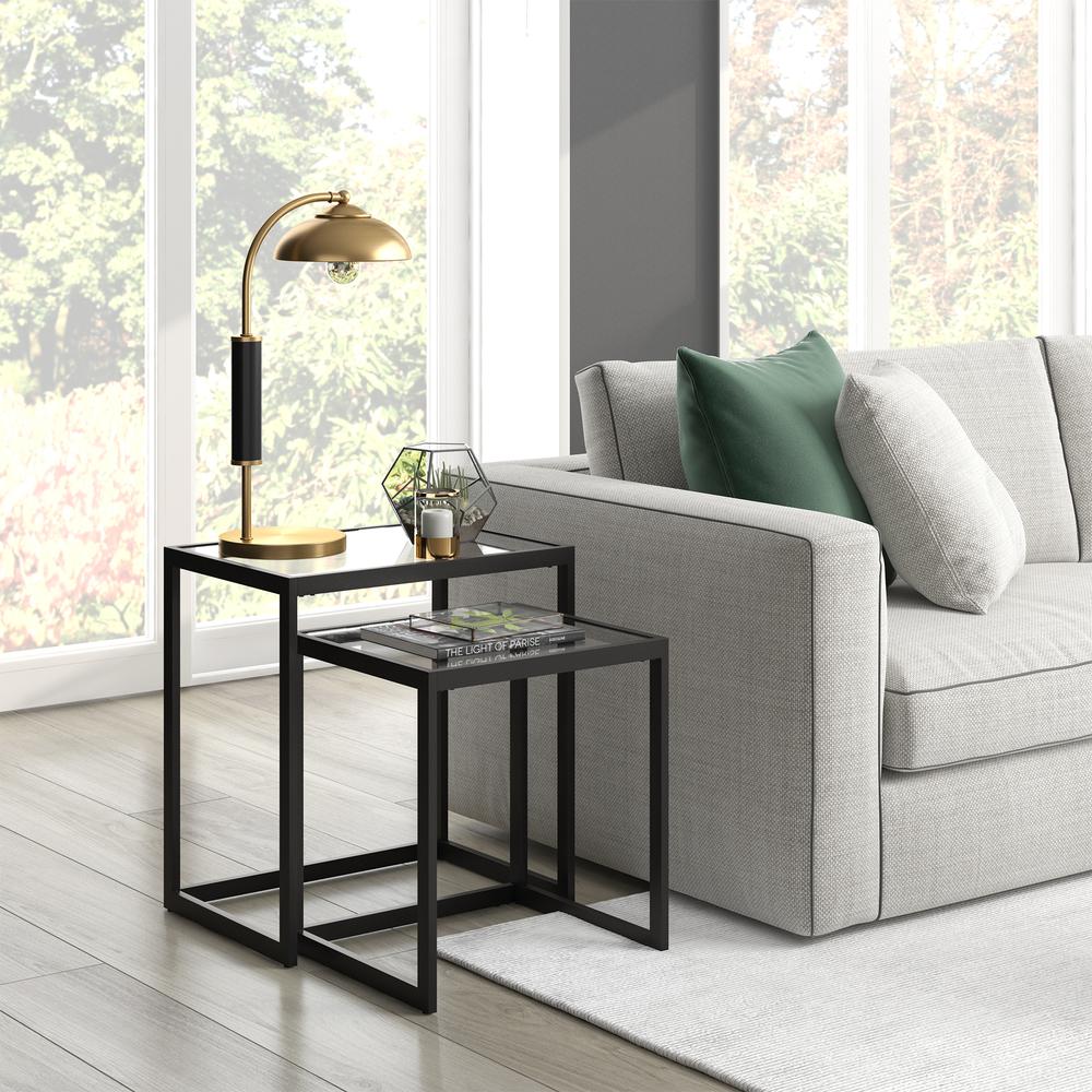 Denton 24" Tall Two-Tone Table Lamp with Metal Shade in Brass/Matte Black/Brass. Picture 3