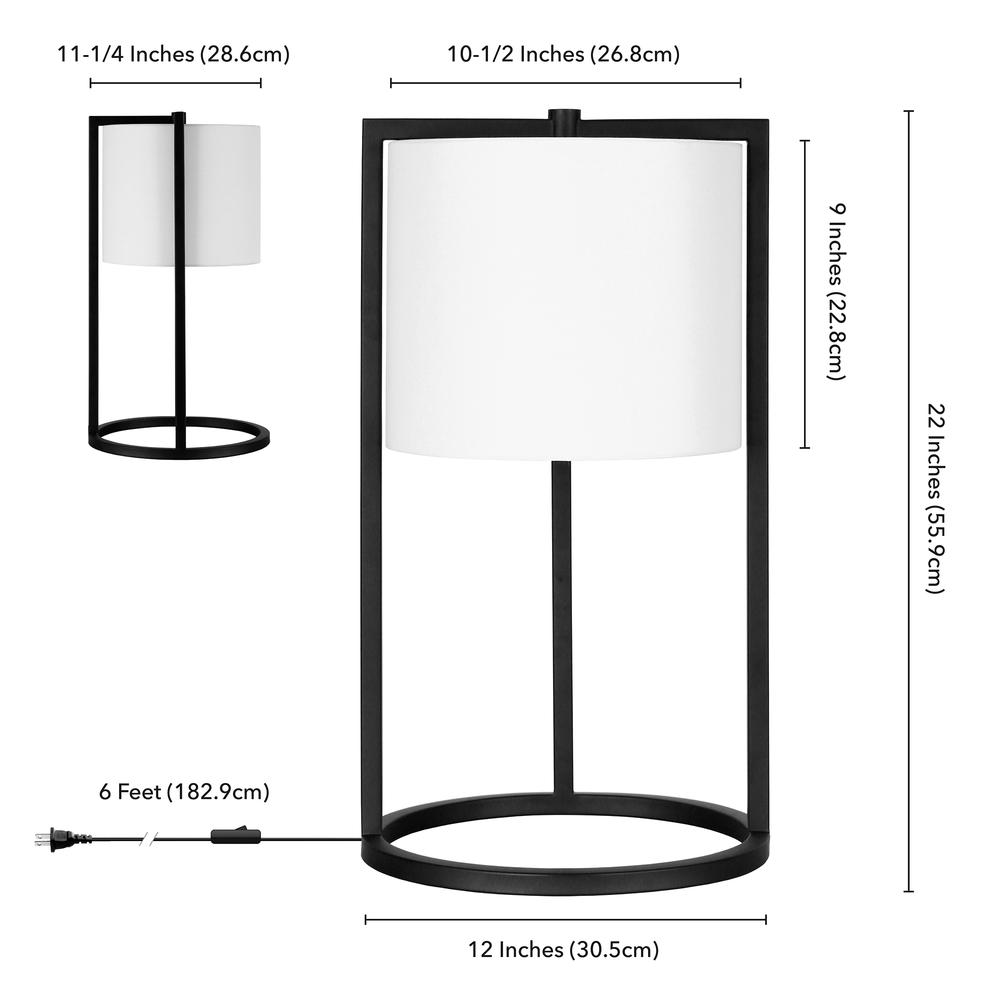 Peyton 22" Tall Asymmetric Table Lamp with Fabric Shade in Blackened Bronze/White. Picture 5