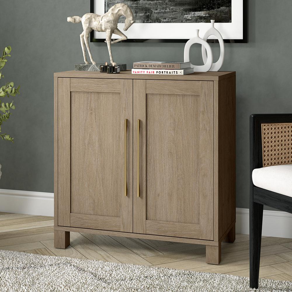 Chabot 28" Wide Rectangular Accent Cabinet in Antiqued Gray Oak. Picture 8