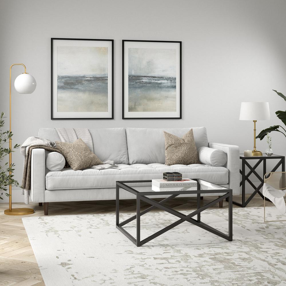 Calix 32'' Wide Square Coffee Table in Blackened Bronze. Picture 4