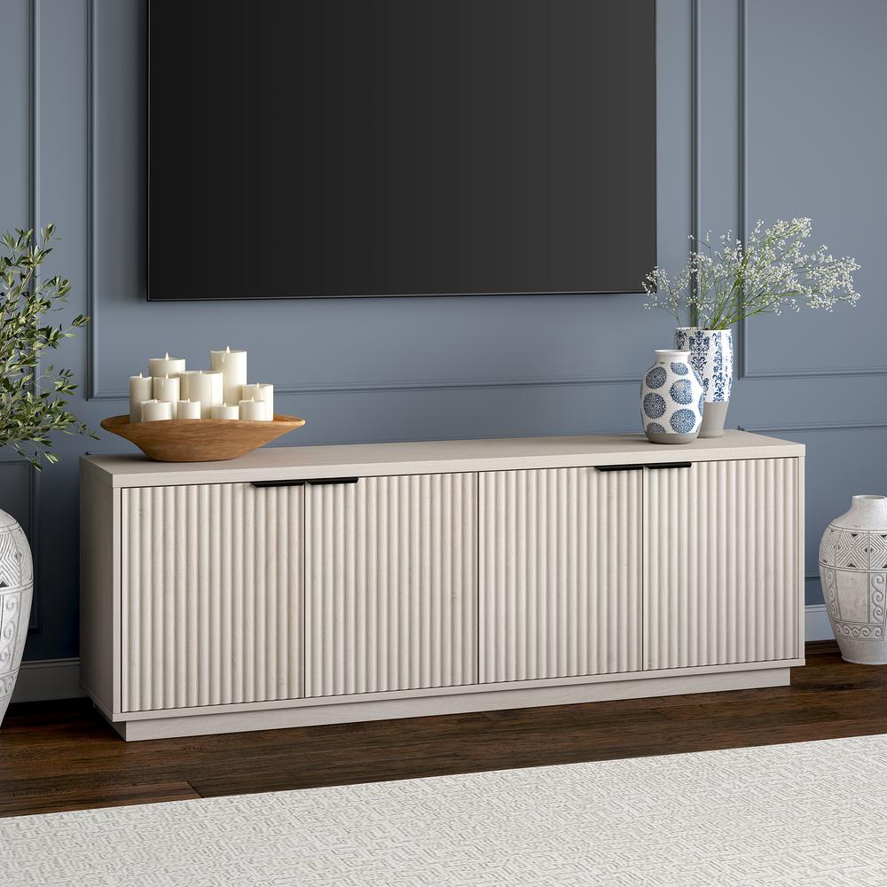 Mansfield Rectangular TV Stand for TV's up to 78" in Alder White. Picture 4