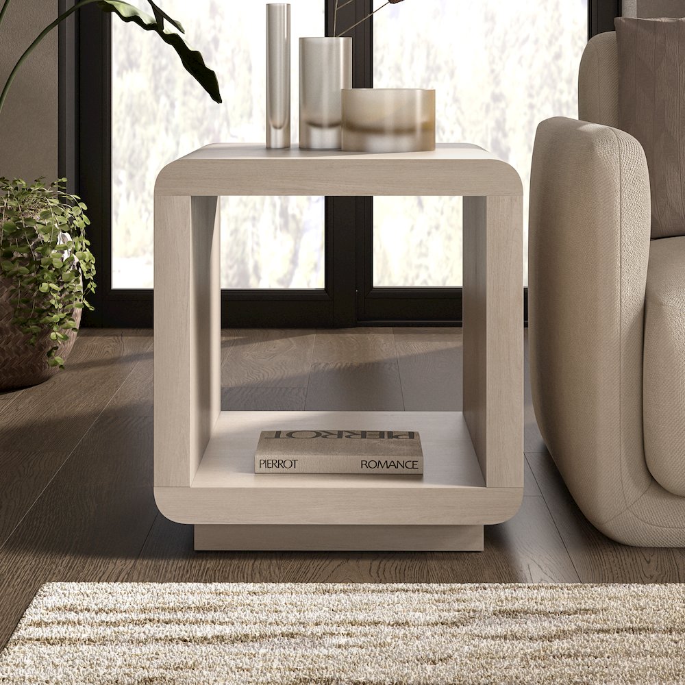 Henn&Hart 20" Modern Square End Table, Side Table, Nightstand with Plinth Base. Picture 4