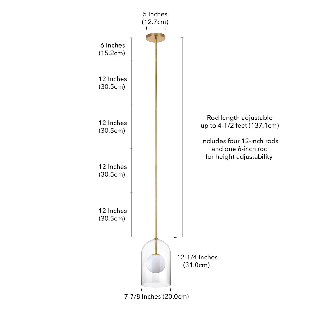 Sondre 8" Wide Double Layer Pendant with Glass Shade in Brass/White Milk/Clear. Picture 5