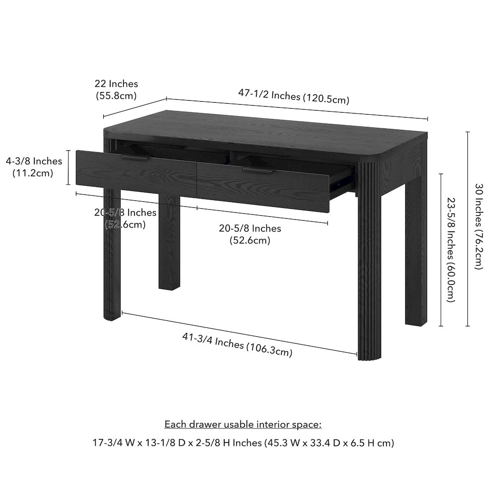 Lonsdale 48'' Wide Rectangular Desk in Black Grain. Picture 5