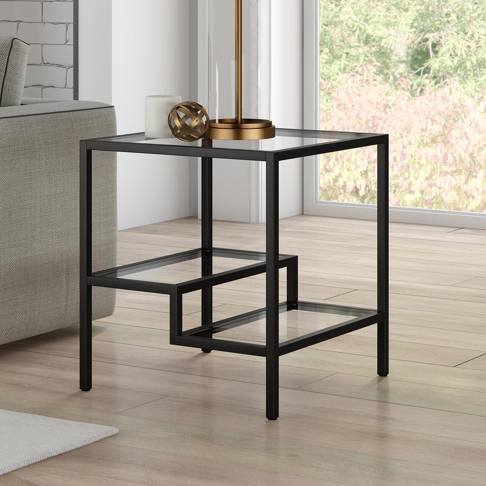 Lovett 20'' Wide Square Side Table in Blackened Bronze. Picture 2