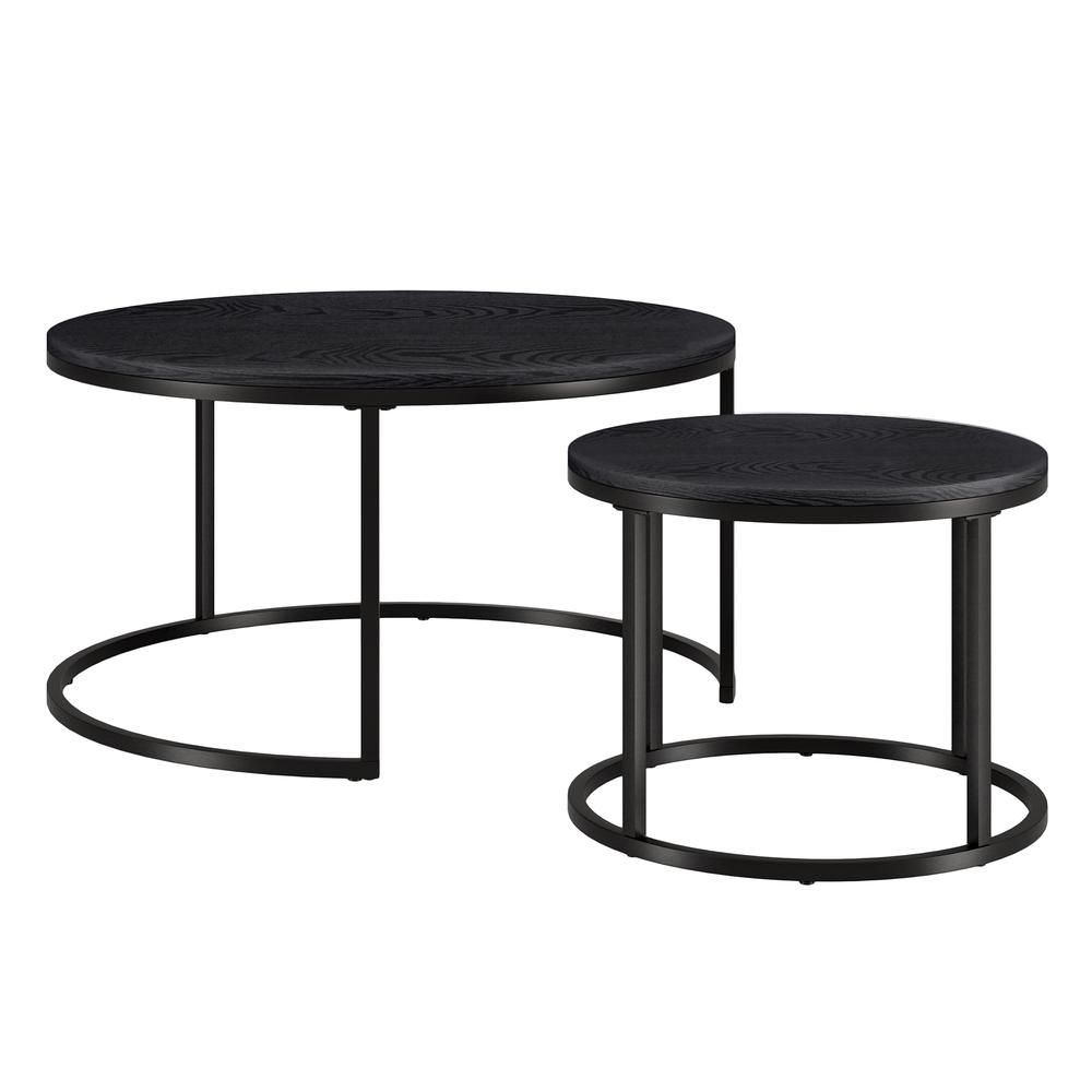 Watson Round Nested Coffee Table with MDF Top in Blackened Bronze/Black Grain. Picture 1