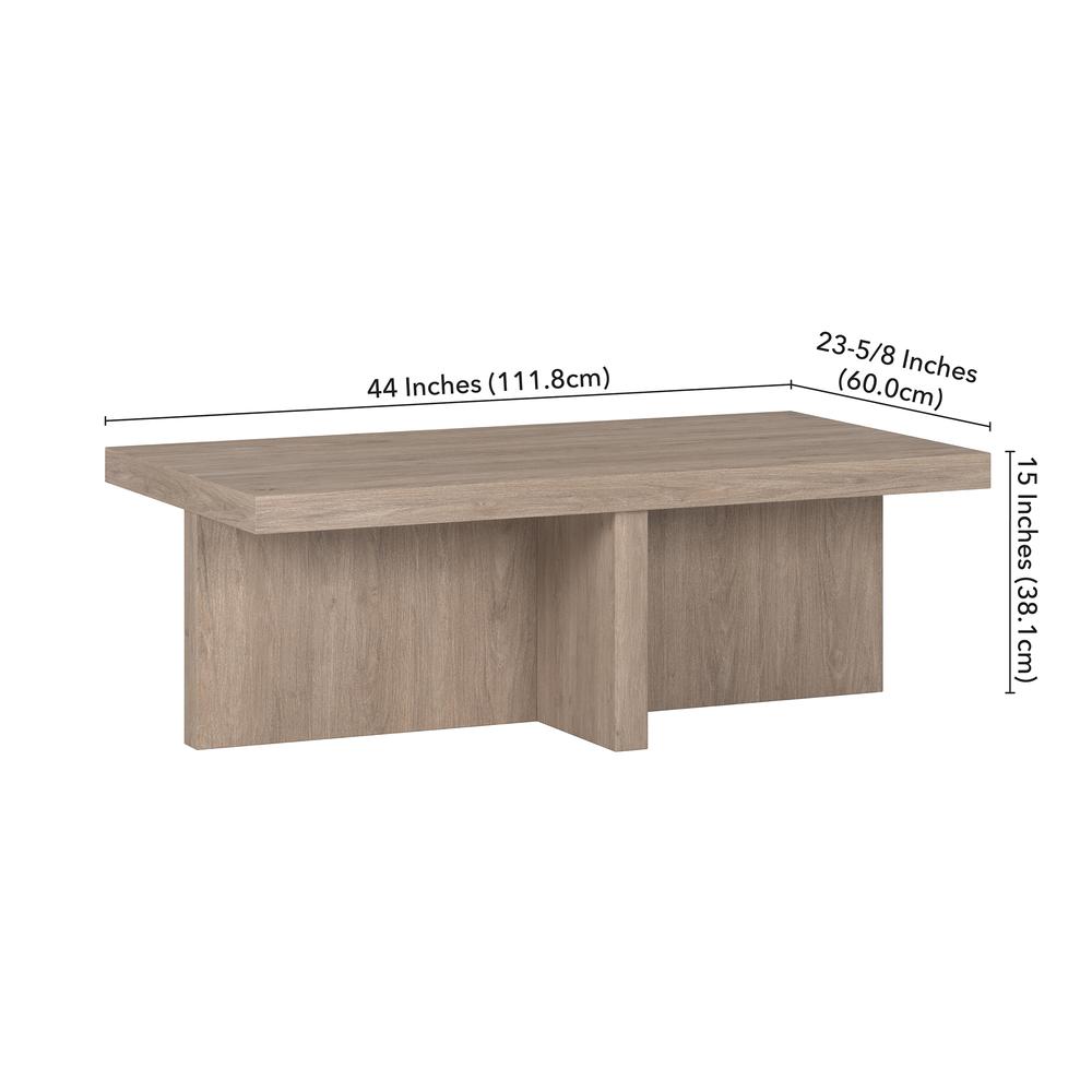 Elna 44" Wide Rectangular Coffee Table in Antiqued Gray Oak. Picture 4