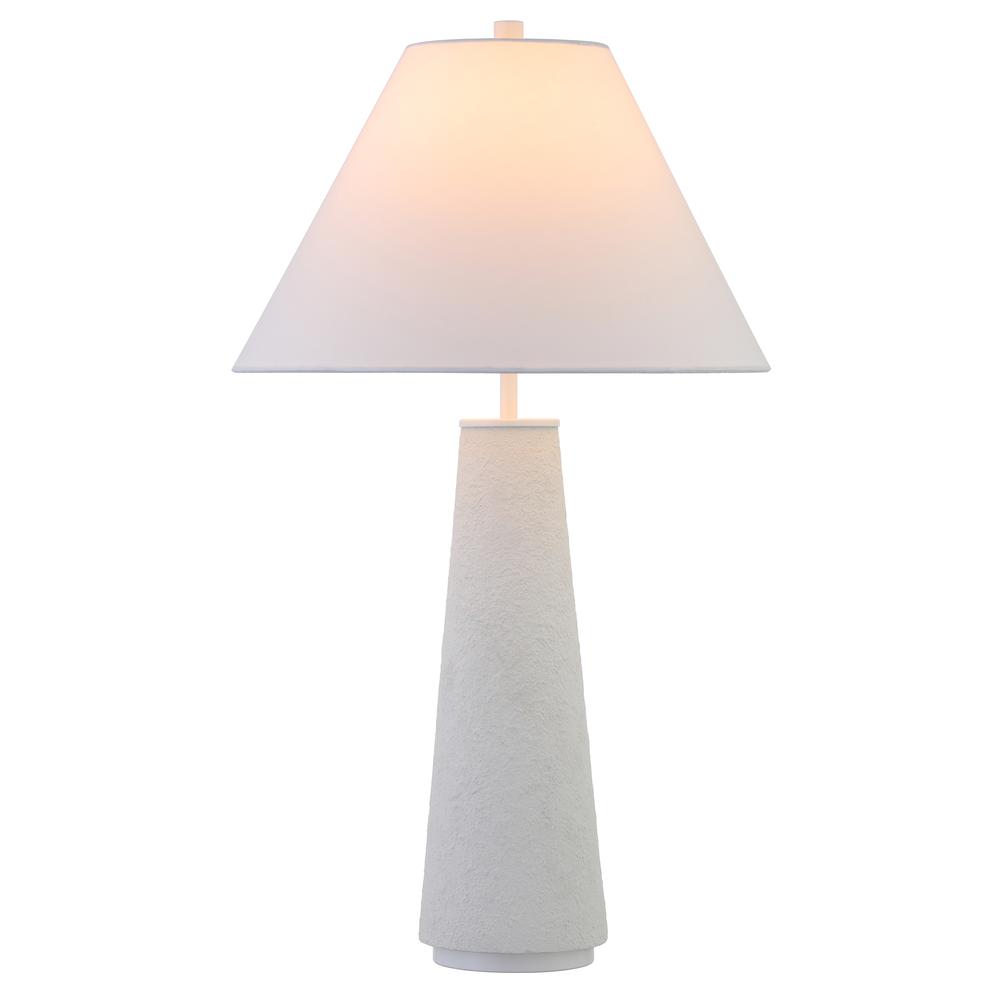 Ingalls 28" Tall Monochrome Table Lamp with Fabric Shade in Matte White/White. Picture 3