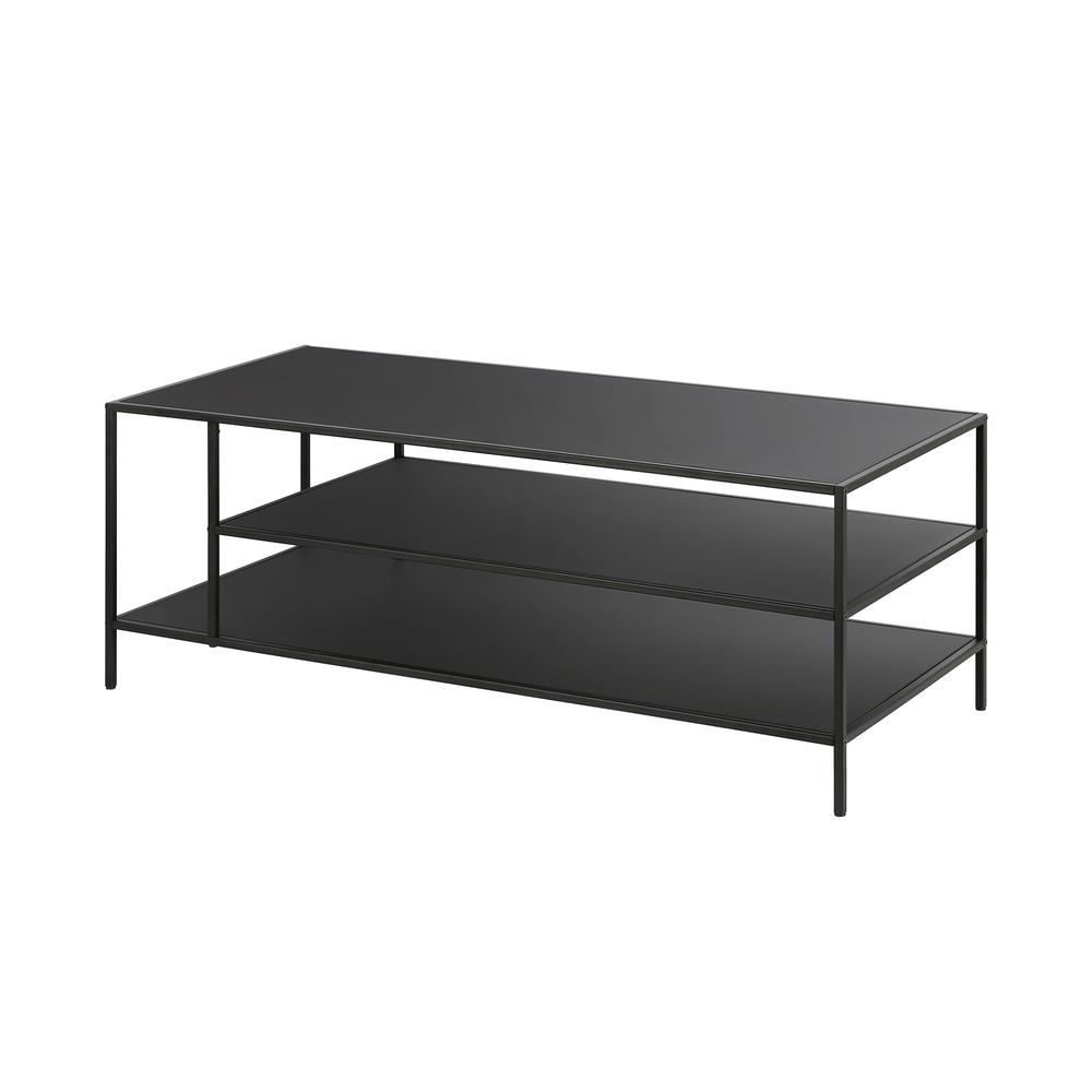 Winthrop 46'' Wide Rectangular Coffee Table with Metal Top in Blackened Bronze. Picture 1