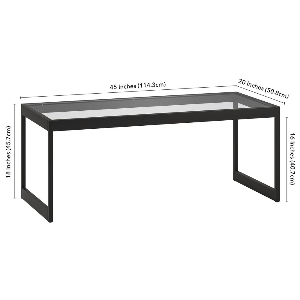 Ezra 45" Wide Rectangular Coffee Table in Blackened Bronze. Picture 5