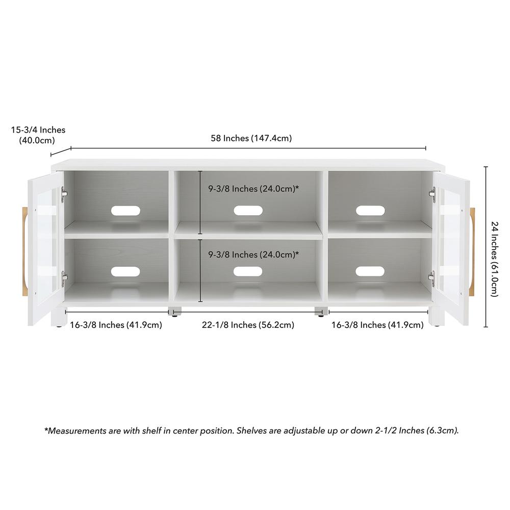 Quincy Rectangular TV Stand for TV's up to 65" in White. Picture 5