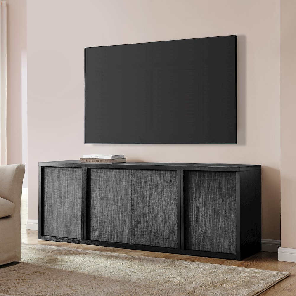 Kai Rectangular TV Stand for TV's up to 75" in Black Grain. Picture 5