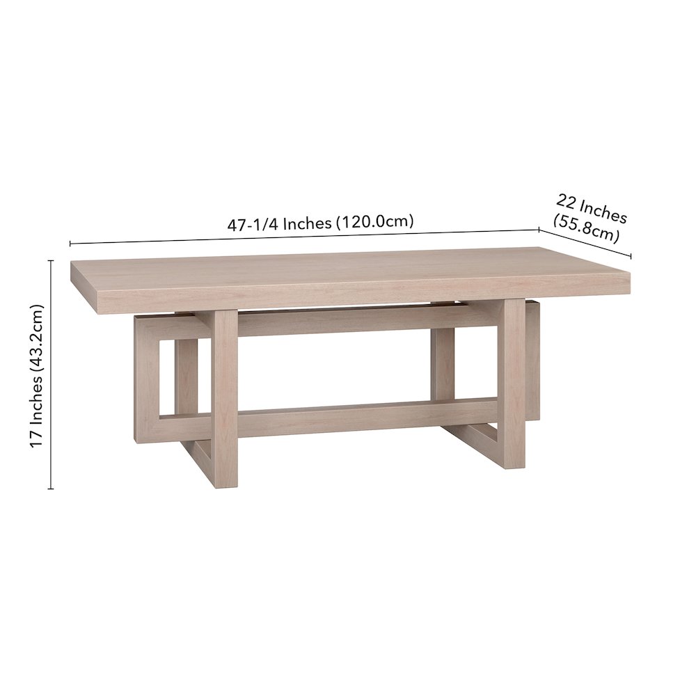 Breslow 47" Wide Rectangular Coffee Table in Alder White. Picture 5