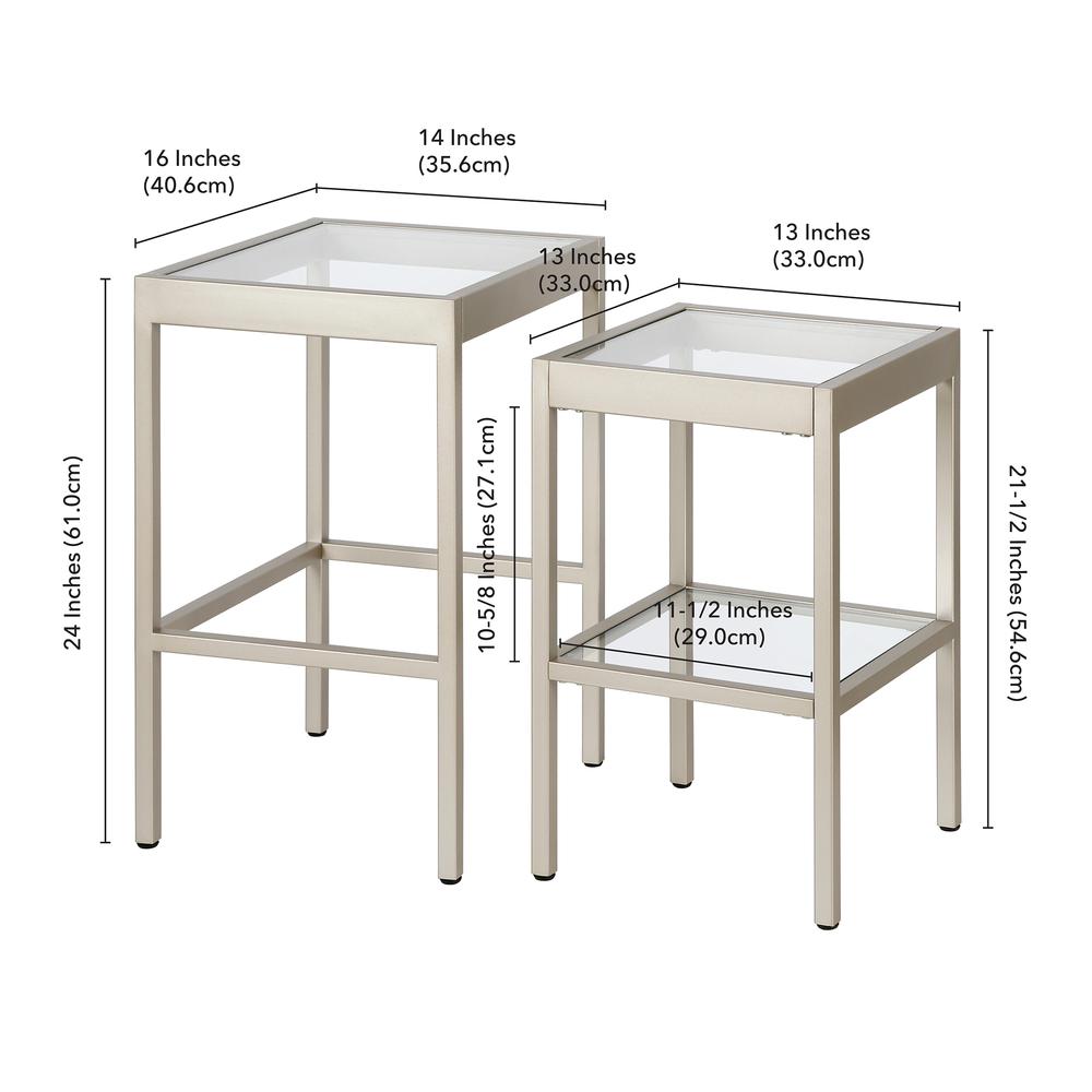 Alexis Rectangular & Square Nested Side Table in Nickel. Picture 5