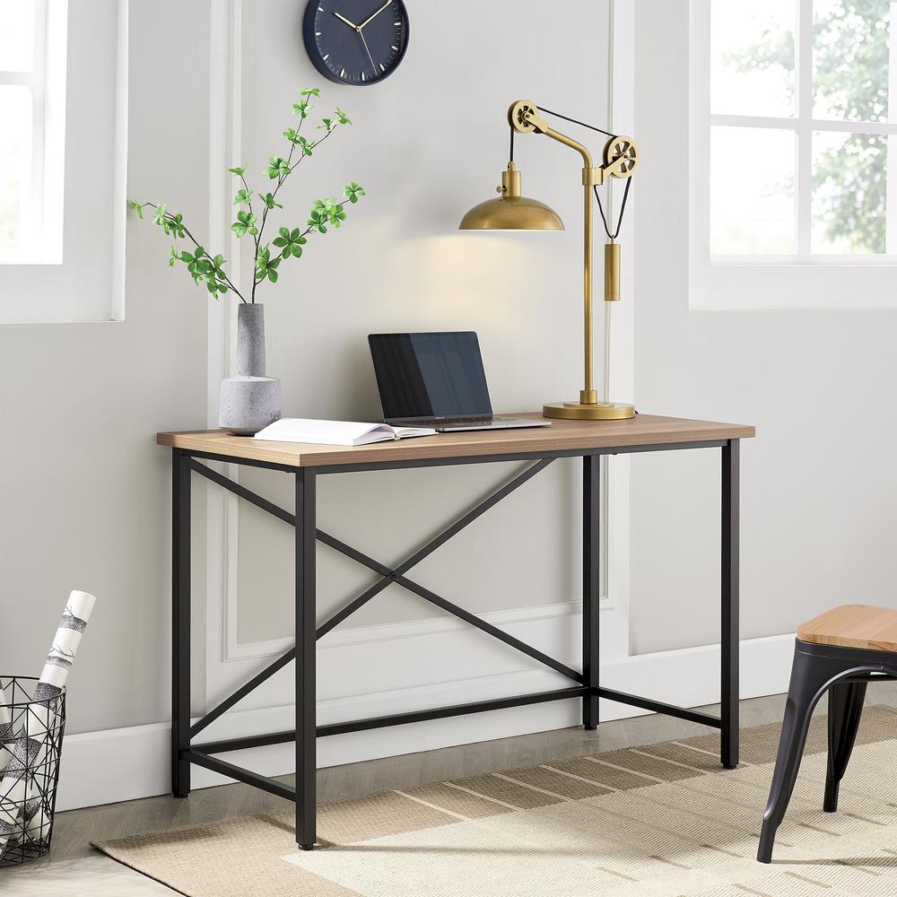 Martina Rectangular 47.5'' Wide Desk in Black/Golden Oak. Picture 4