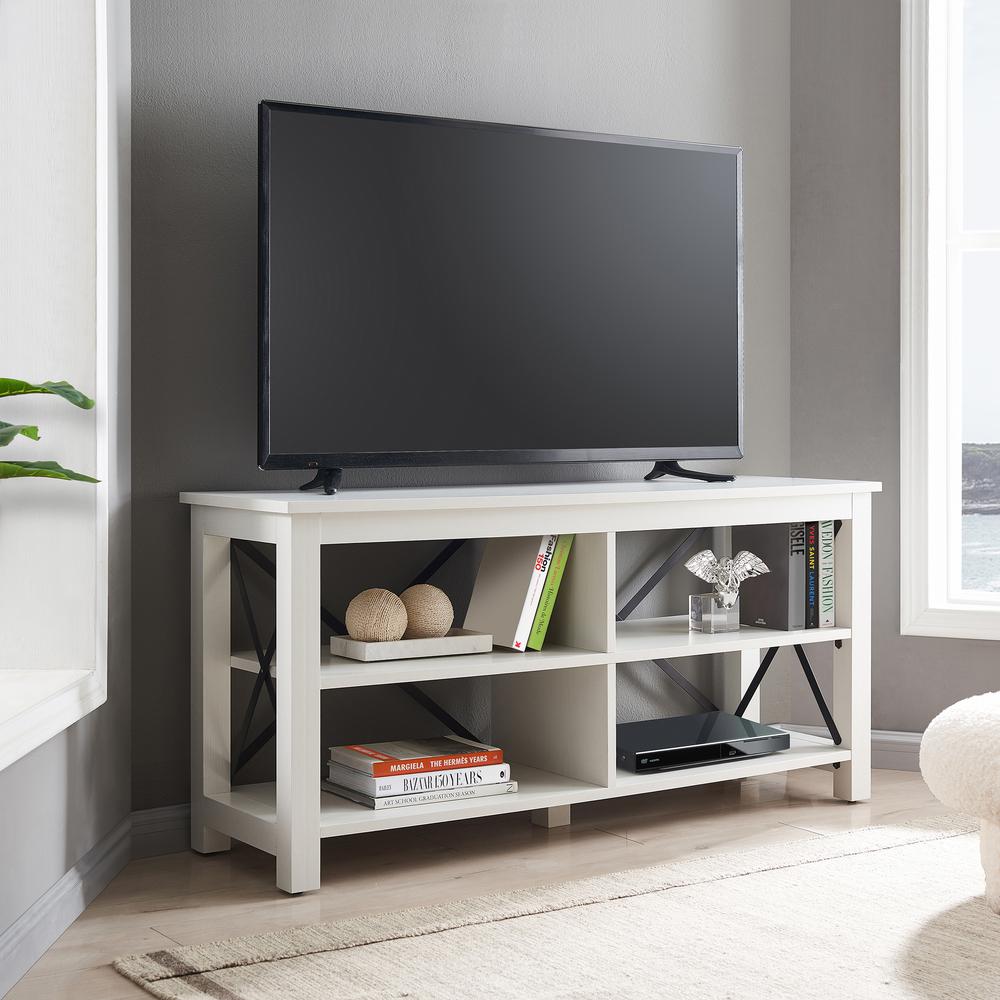 Sawyer Rectangular TV Stand for TV's up to 55" in White. Picture 2