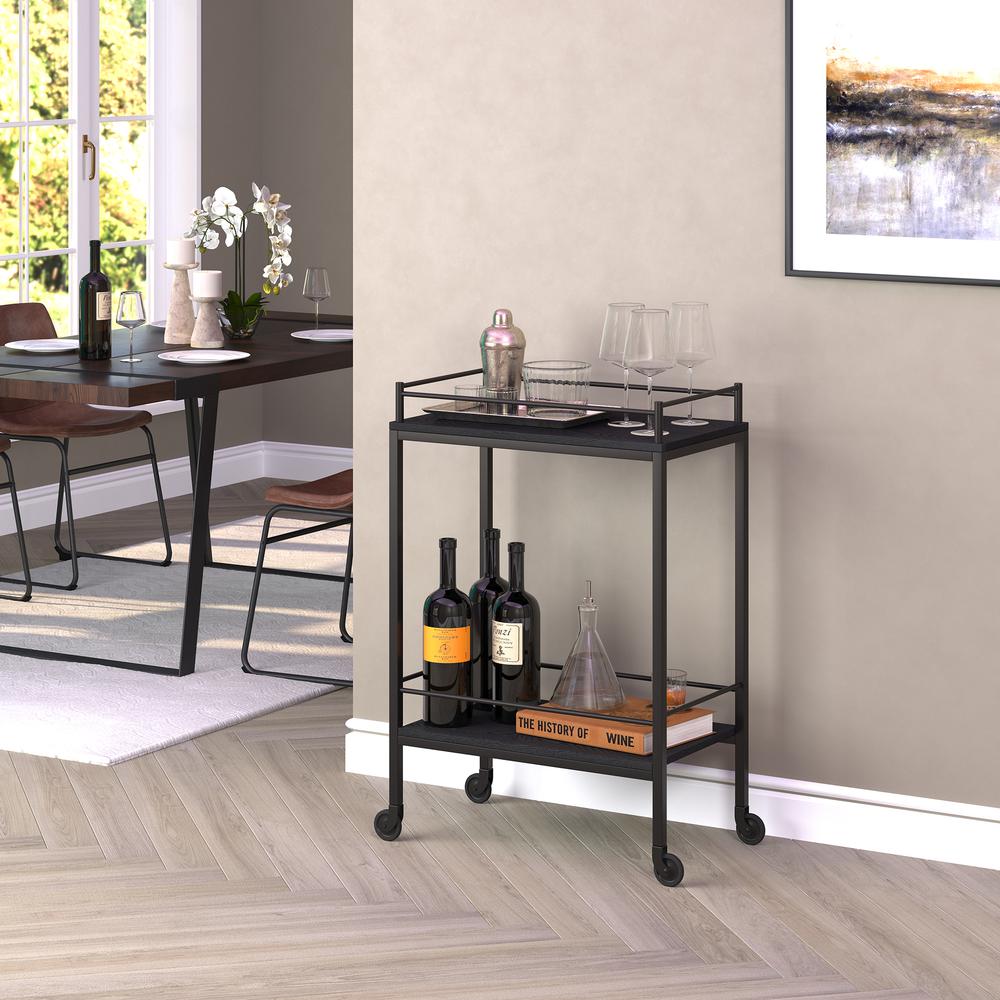 Barnes 23.5'' Wide Rectangular Bar Cart in Black Grain. Picture 4