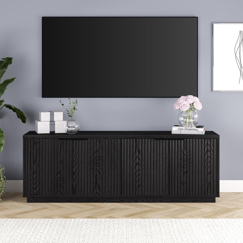Mansfield Rectangular TV Stand for TV's up to 78" in Black Grain. Picture 3