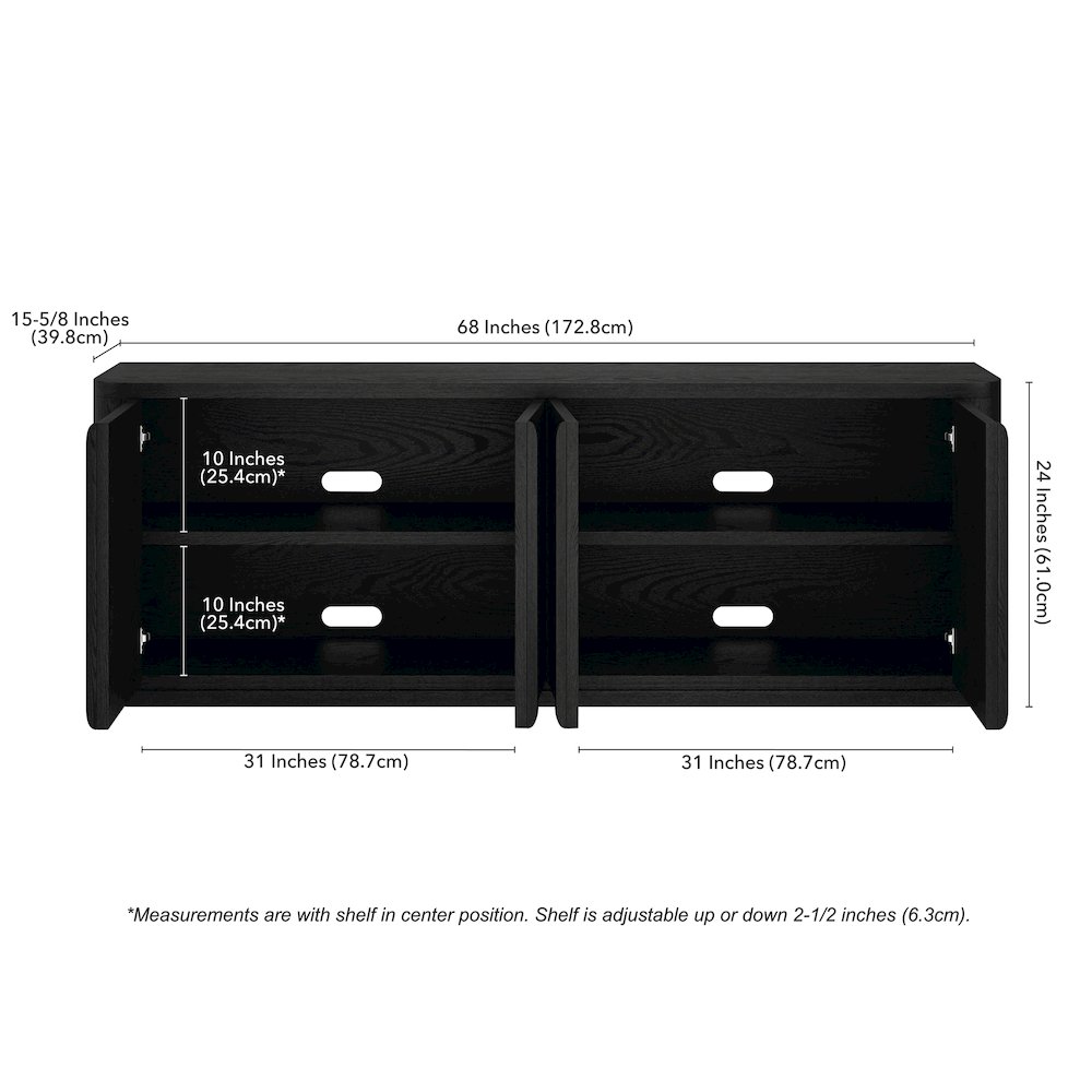 Vance Rectangular TV Stand for TV's up to 78" in Black Grain. Picture 3