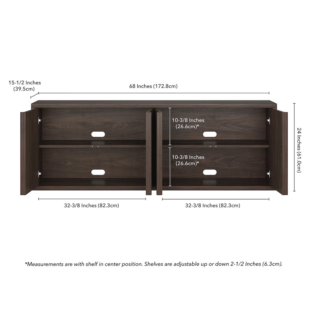 Savin Rectangular TV Stand for TV's up to 75" in Alder Brown. Picture 3