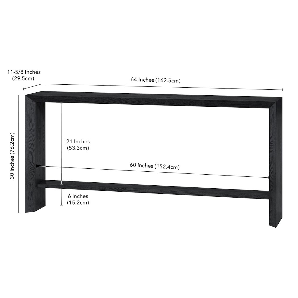 Osman 64" Wide Rectangular Console Table in Black Grain. Picture 5