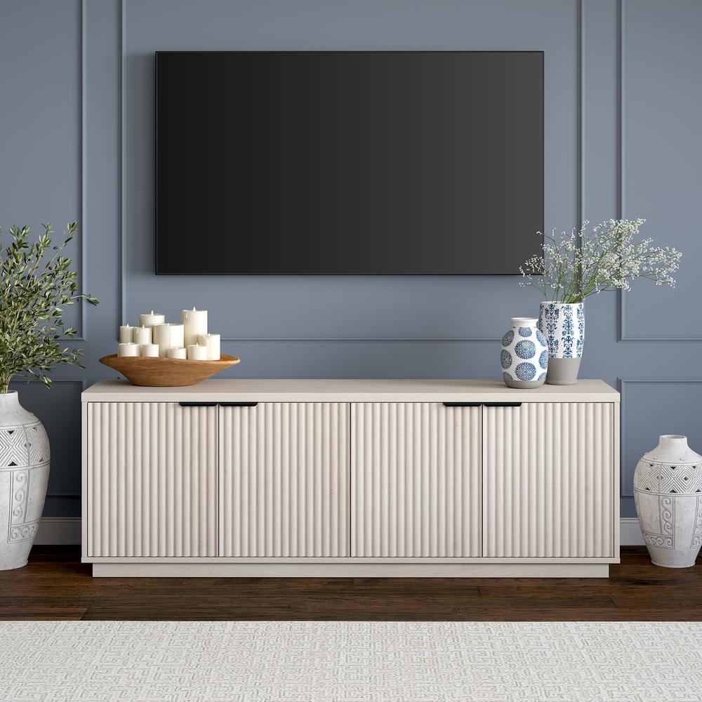 Mansfield Rectangular TV Stand for TV's up to 78" in Alder White. Picture 3