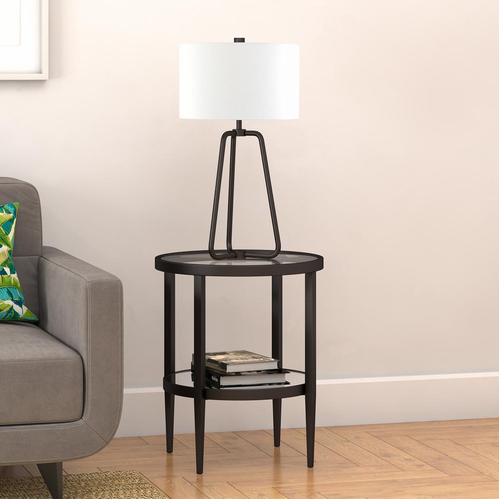 Hera 19.62'' Wide Round Side Table in Blackened Bronze. Picture 4