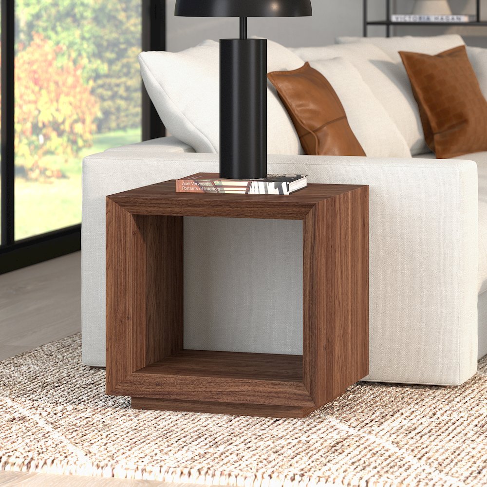 Tannen 22" Wide Rectangular Side Table in Satin Walnut. Picture 3