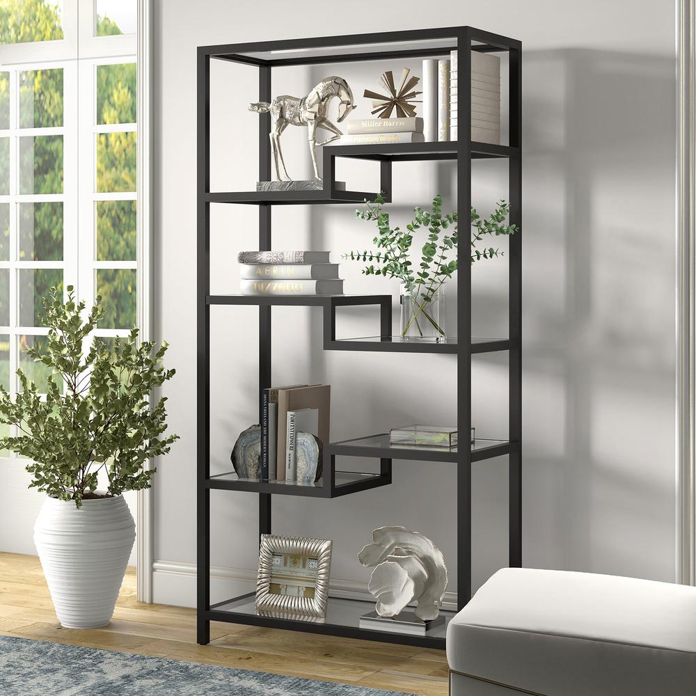 Johann 68'' Tall Rectangular Bookcase in Blackened Bronze. Picture 2