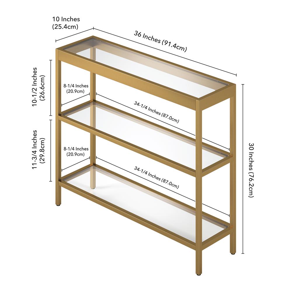 Alexis 36'' Wide Rectangular Console Table in Brass. Picture 5