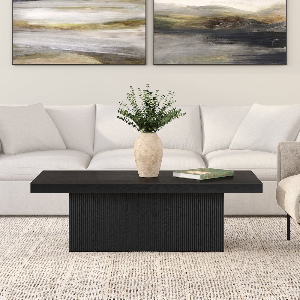Torren 48" Wide Rectangular Coffee Table in Black Grain. Picture 3
