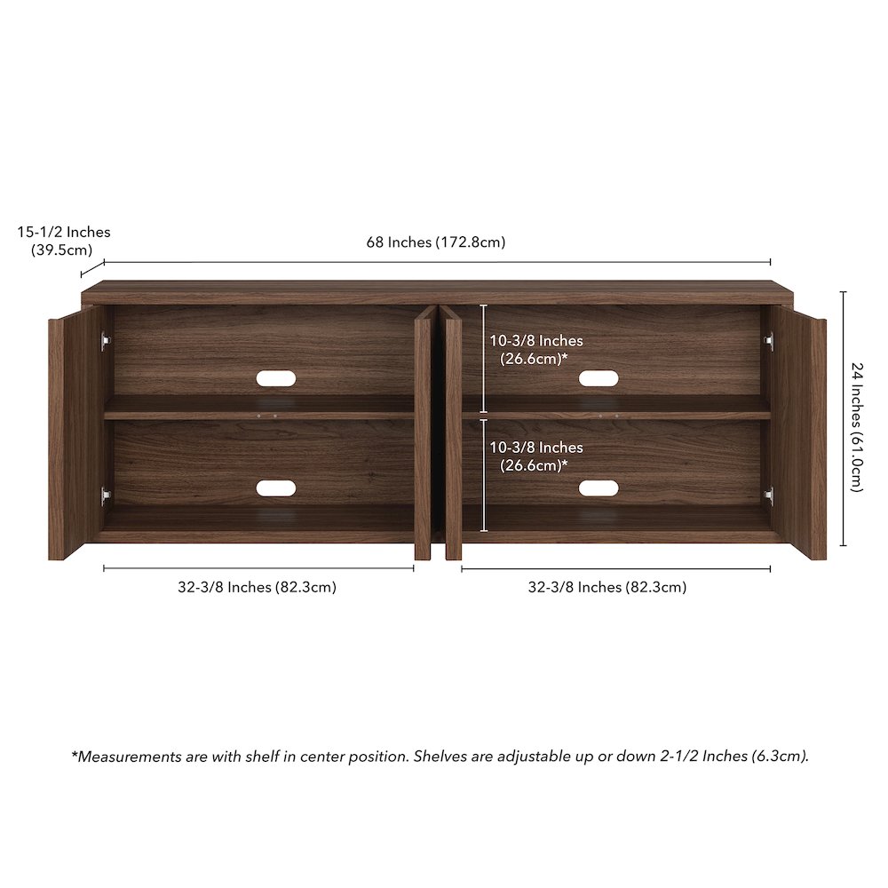 Savin Rectangular TV Stand for TV's up to 75" in Satin Walnut. Picture 3