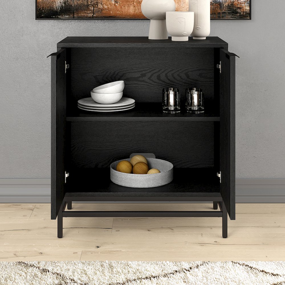 Montello 28" Wide Rectangular Accent Cabinet in Black Grain. Picture 4
