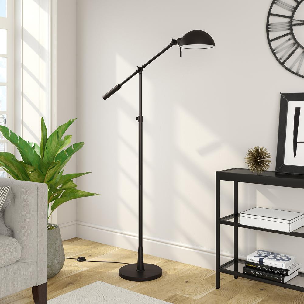 Dexter Height Adjustable/Tilting Floor Lamp with Metal Shade in Blackened Bronze/Blackened Bronze. Picture 2
