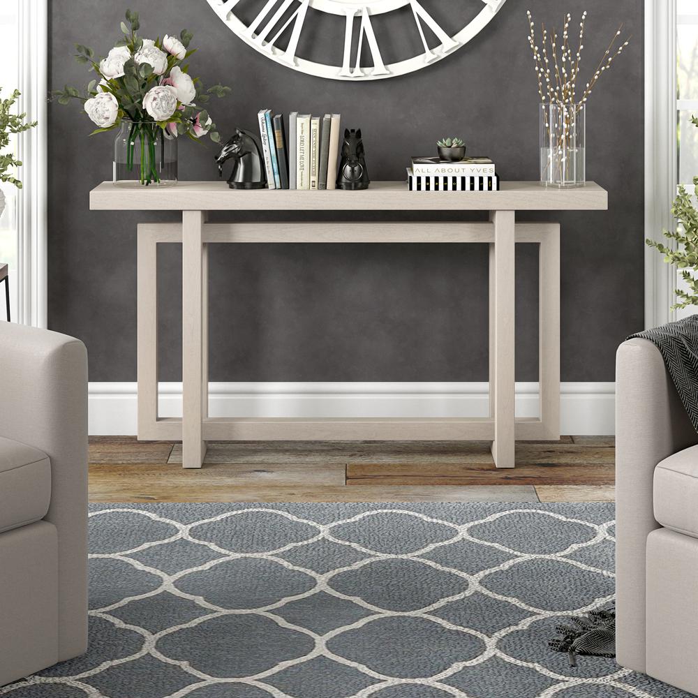 Breslow 55" Wide Rectangular Console Table in Alder White. Picture 4