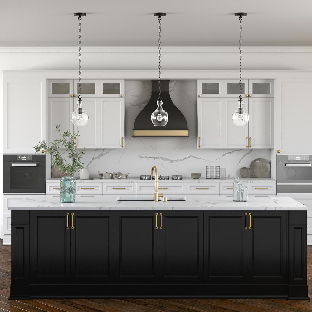 Verona 7" Wide Pendant with Glass Shade in Blackened Bronze/Clear. Picture 5