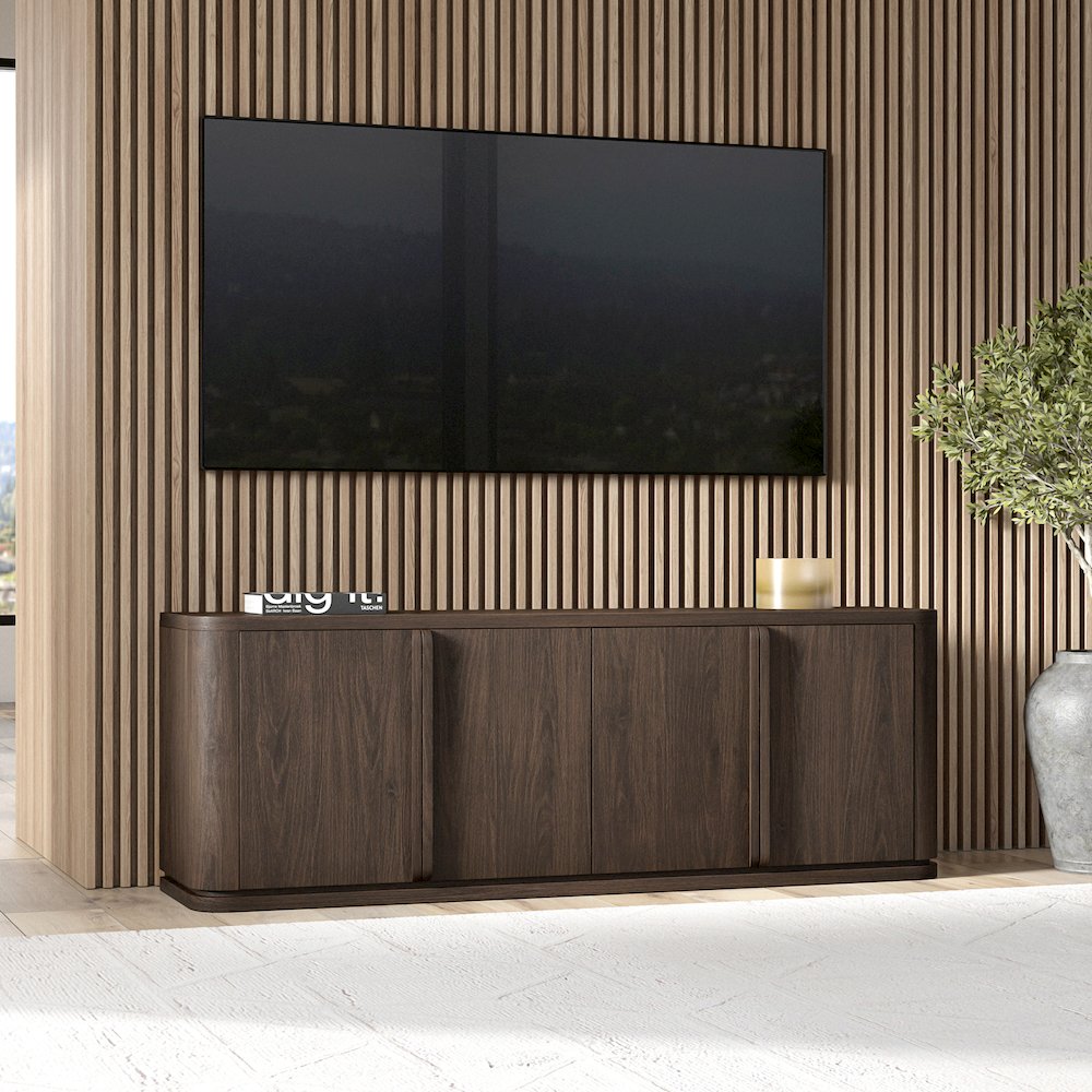 Vance Rectangular TV Stand for TV's up to 78" in Alder Brown. Picture 5