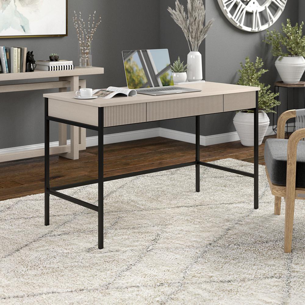 Nolan 48" Wide Rectangular Writing Desk in Alder White. Picture 3