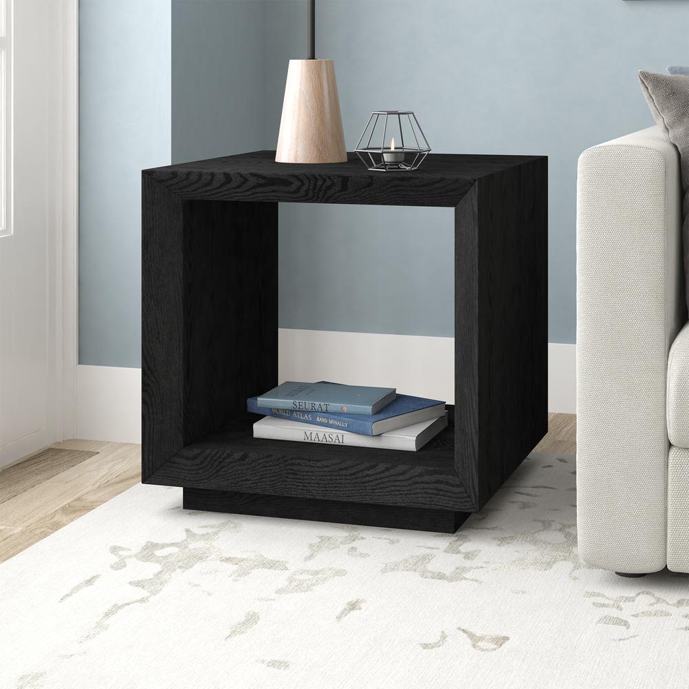 Tannen 22" Wide Rectangular Side Table in Black Grain. Picture 4