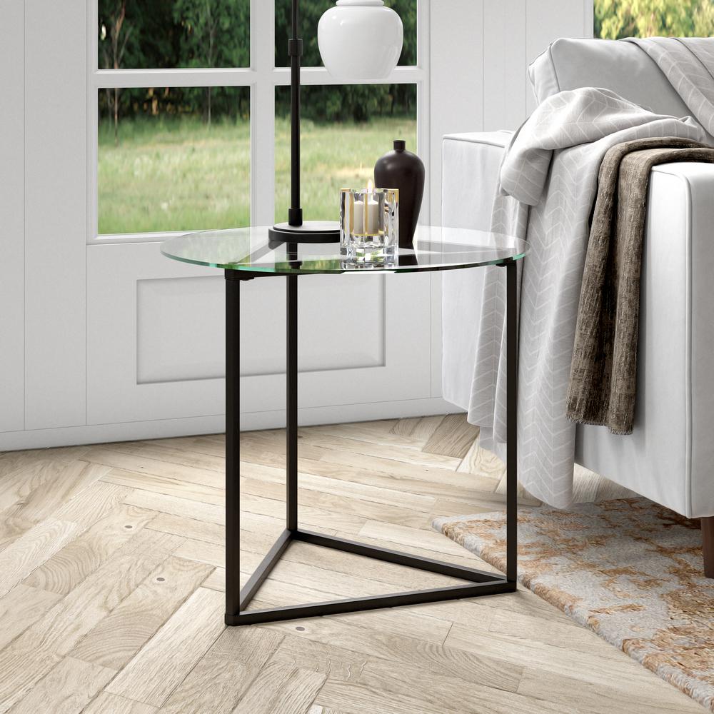 Jenson 24" Wide Round Side Table in Blackened Bronze. Picture 2