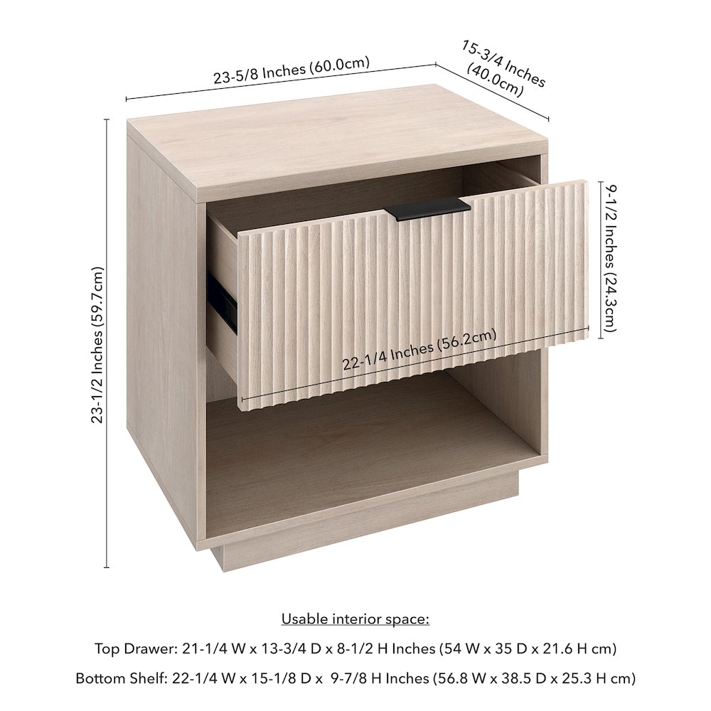 Karten 24" Wide Rectangular Nightstand in Alder White. Picture 5