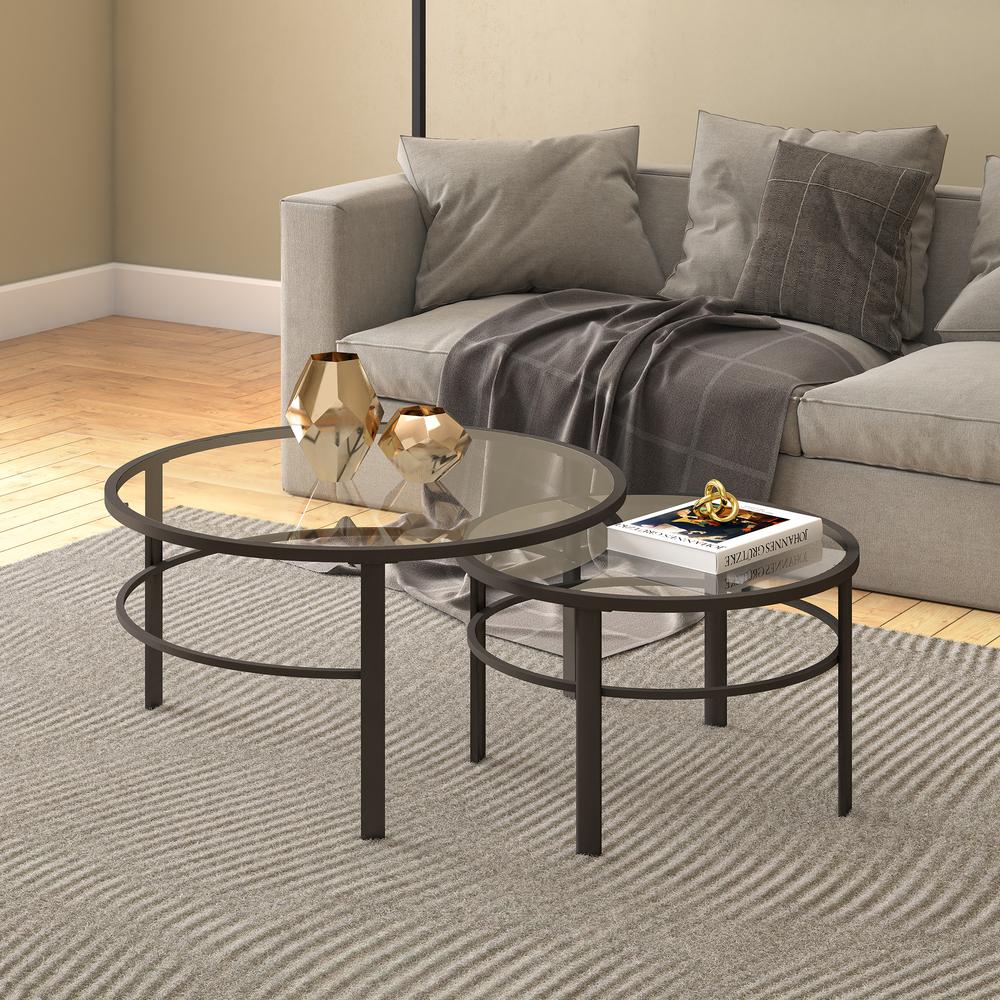 Gaia Round Nested Coffee Table in Blackened Bronze. Picture 2