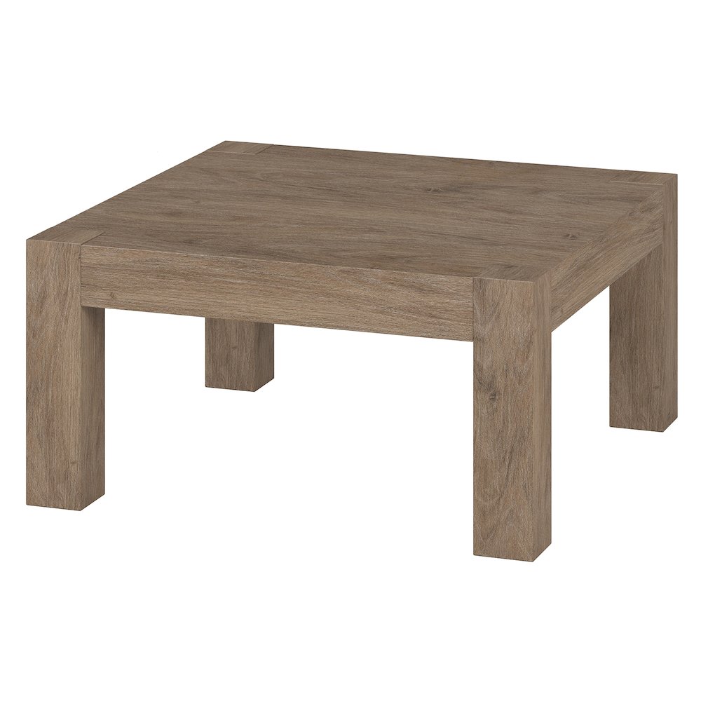 34" Square Coffee Table with Wood Top, Weathered Gray. Picture 4